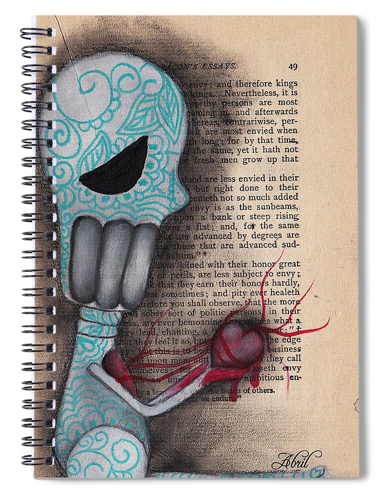 Day Of The Dead Spiral Notebook featuring the painting All for you by Abril Andrade