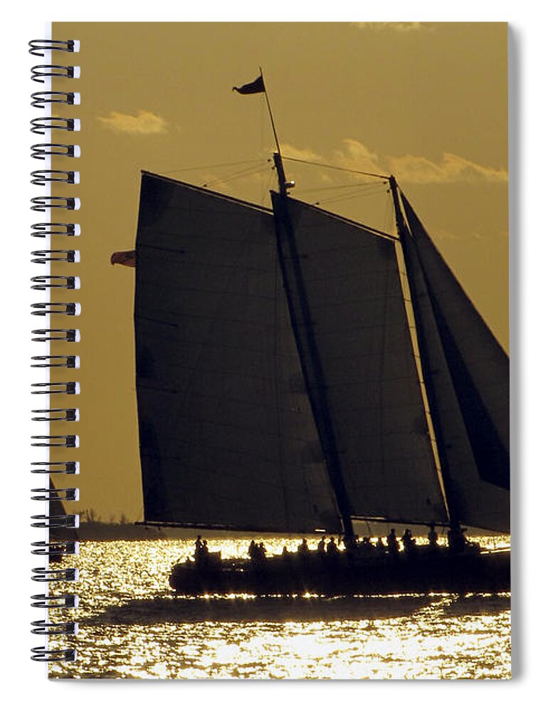 Sea Spiral Notebook featuring the photograph All Sails Sunset in Key West by Bob Slitzan