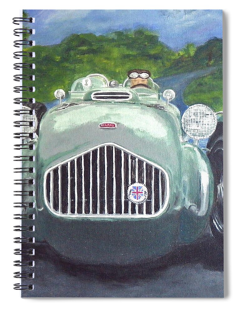 Transportation Spiral Notebook featuring the painting Allard J2X by Anna Ruzsan