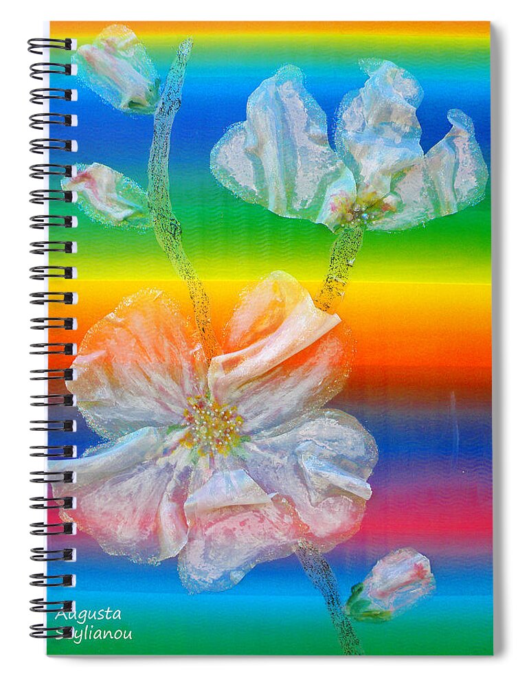 Augusta Stylianou Spiral Notebook featuring the painting Almond Branch in the Spectrum by Augusta Stylianou