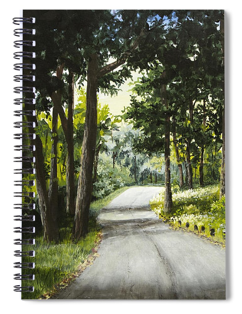 Landscape Spiral Notebook featuring the painting Along the Way by Mary Palmer