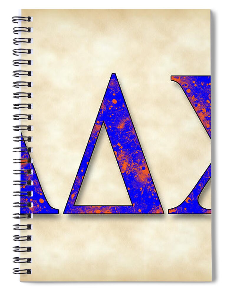 Alpha Delta Chi Spiral Notebook featuring the digital art Alpha Delta Chi - Parchment by Stephen Younts