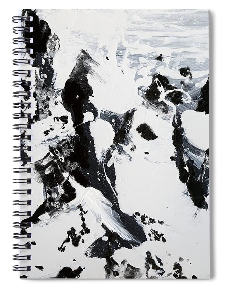 Black And White Painting Spiral Notebook featuring the painting Alps In Black And White by Lidija Ivanek - SiLa