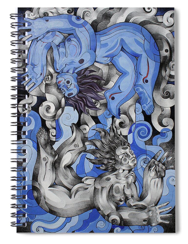Art Spiral Notebook featuring the drawing Alter Ego by Myron Belfast
