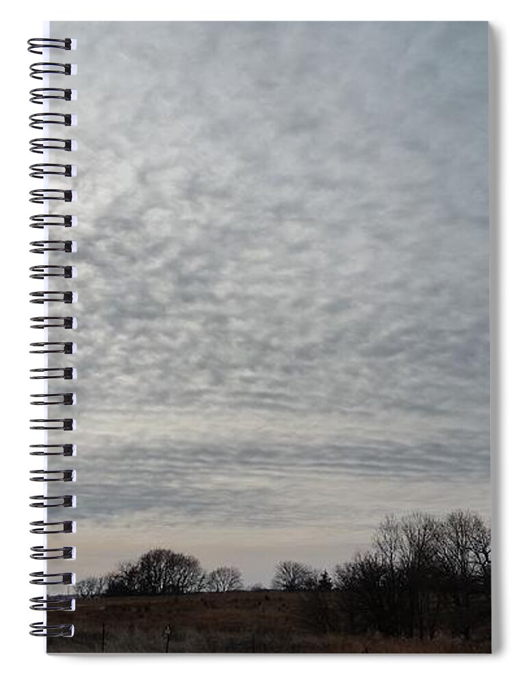 Branched Oak Lake Spiral Notebook featuring the photograph AltoCumulus Sun by Caryl J Bohn