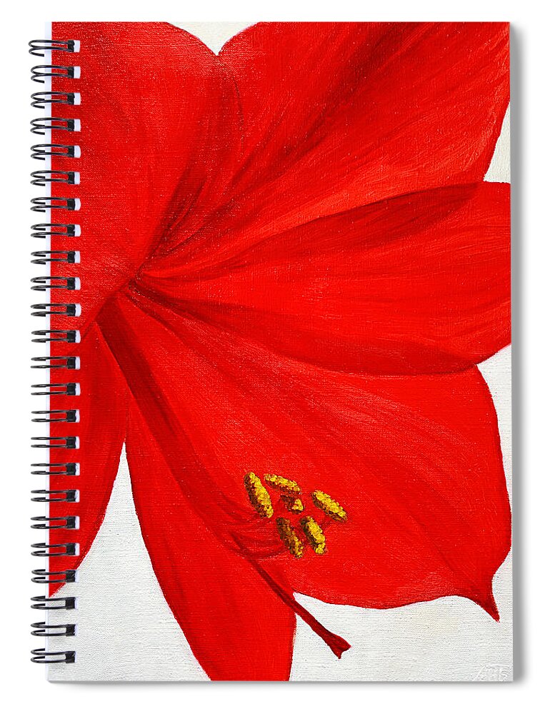 Amaryllis Spiral Notebook featuring the painting Amaryllis Flower by Masha Batkova