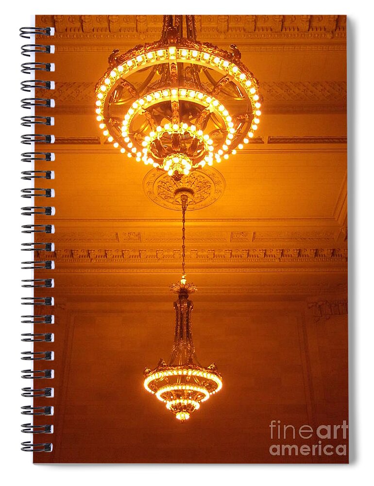 Grand Central Spiral Notebook featuring the photograph Amazing Antique Chandelier - Grand Central Station New York by Miriam Danar