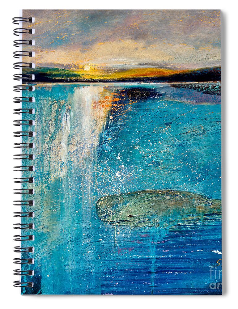Seascape Paintings Spiral Notebook featuring the painting Amazing Ocean by Shijun Munns