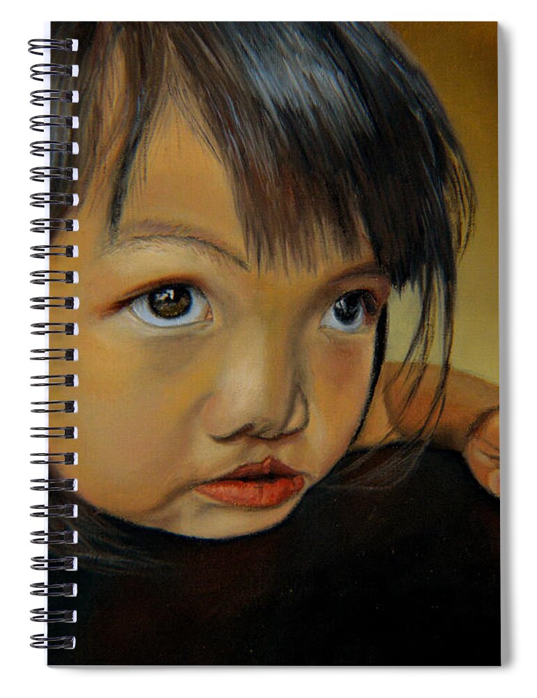 Children Paintings Spiral Notebook featuring the painting Amelie-An 10 by Thu Nguyen