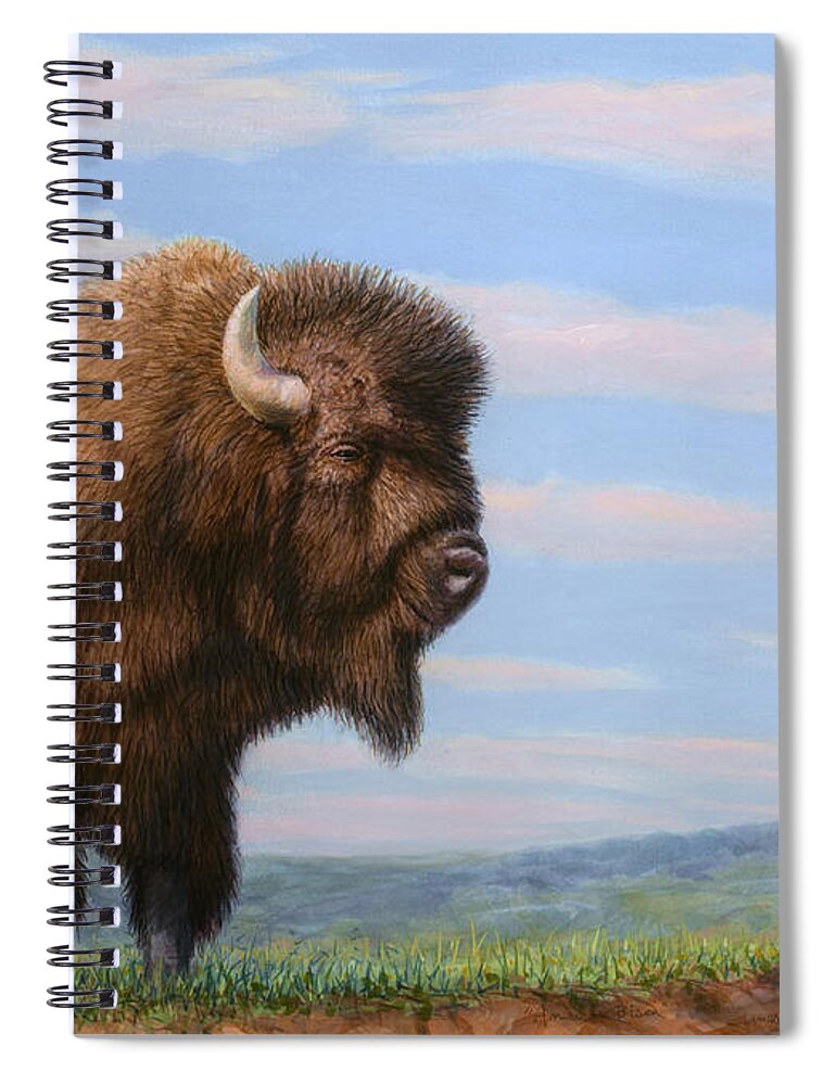 Bison Spiral Notebook featuring the painting American Bison by James W Johnson
