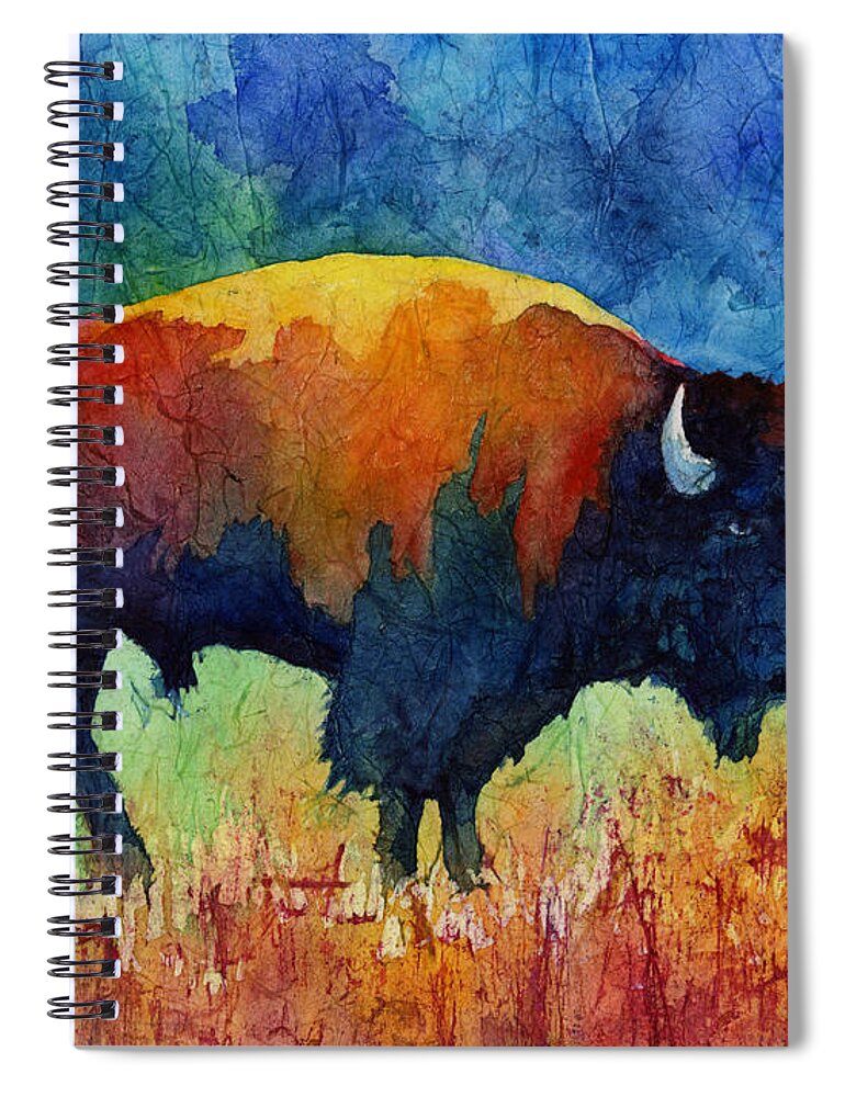 Bison Spiral Notebook featuring the painting American Buffalo II by Hailey E Herrera