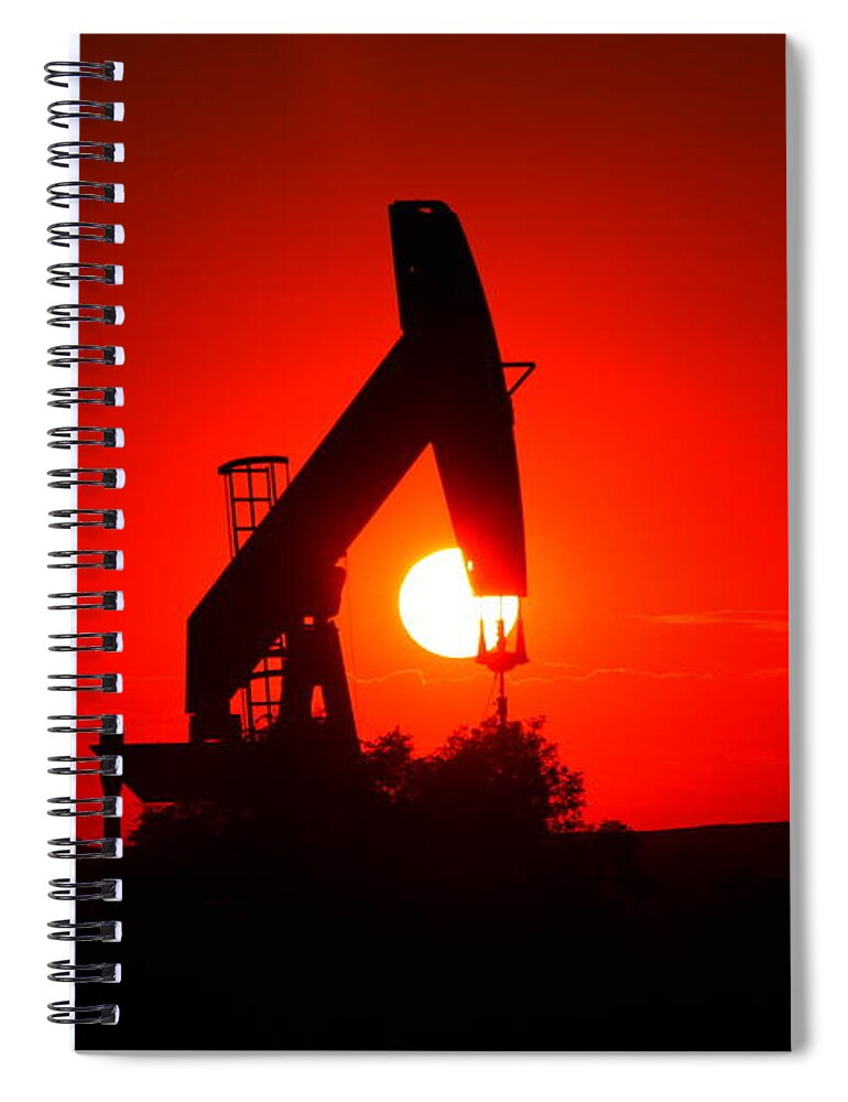 Sunset Spiral Notebook featuring the photograph American Oil by Jeff Swan