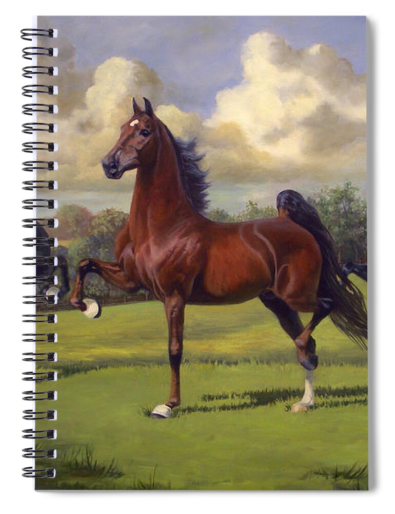American Saddlebred Spiral Notebook featuring the painting American Saddlebred Stallions by Jeanne Newton Schoborg