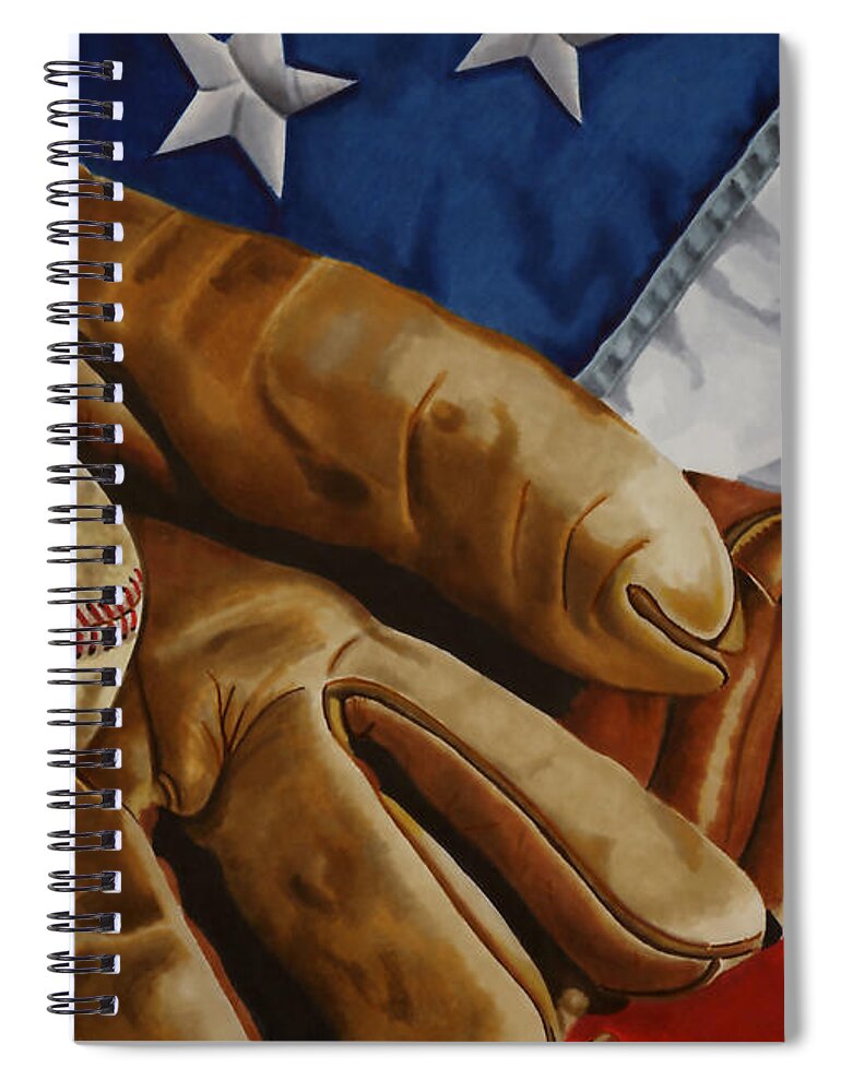 Baseball Spiral Notebook featuring the drawing America's Pastime by Cory Still