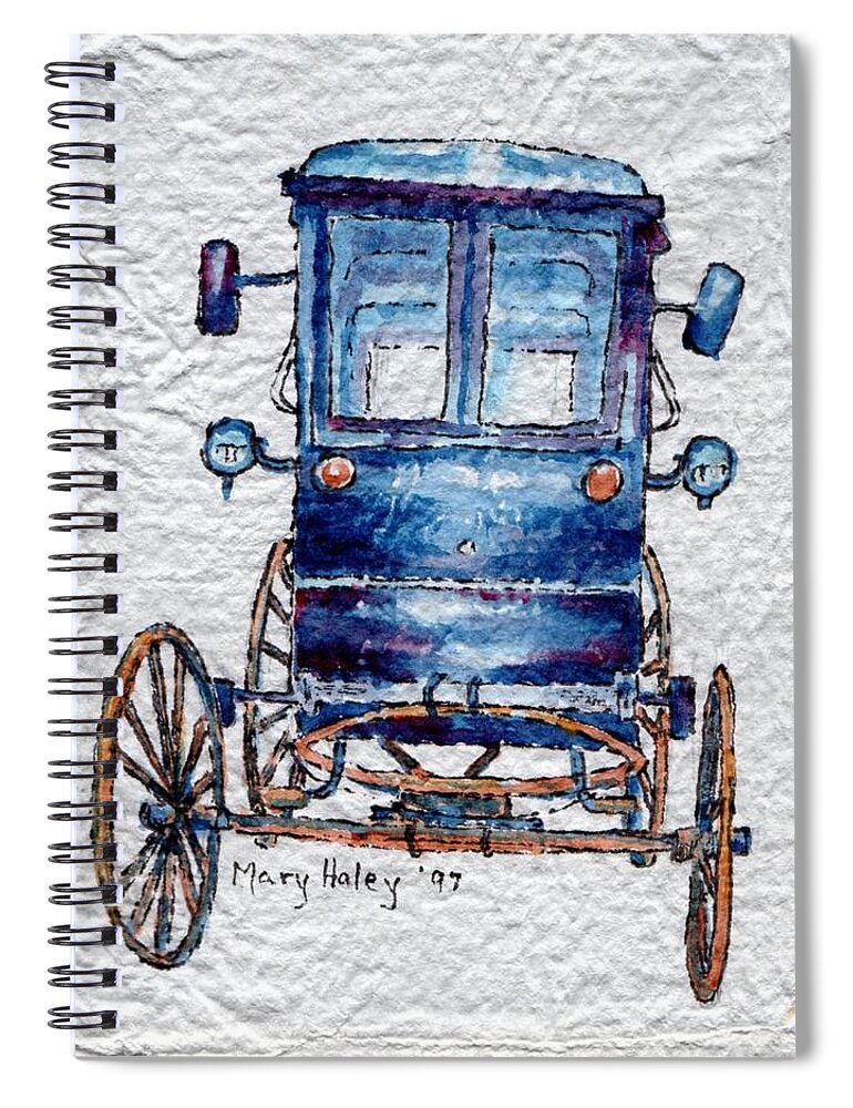 Cart Spiral Notebook featuring the painting Amish cart by Mary Haley-Rocks