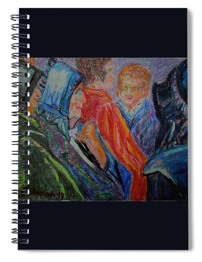 Amish Spiral Notebook featuring the painting Amish Women - Old and New by Francine Frank