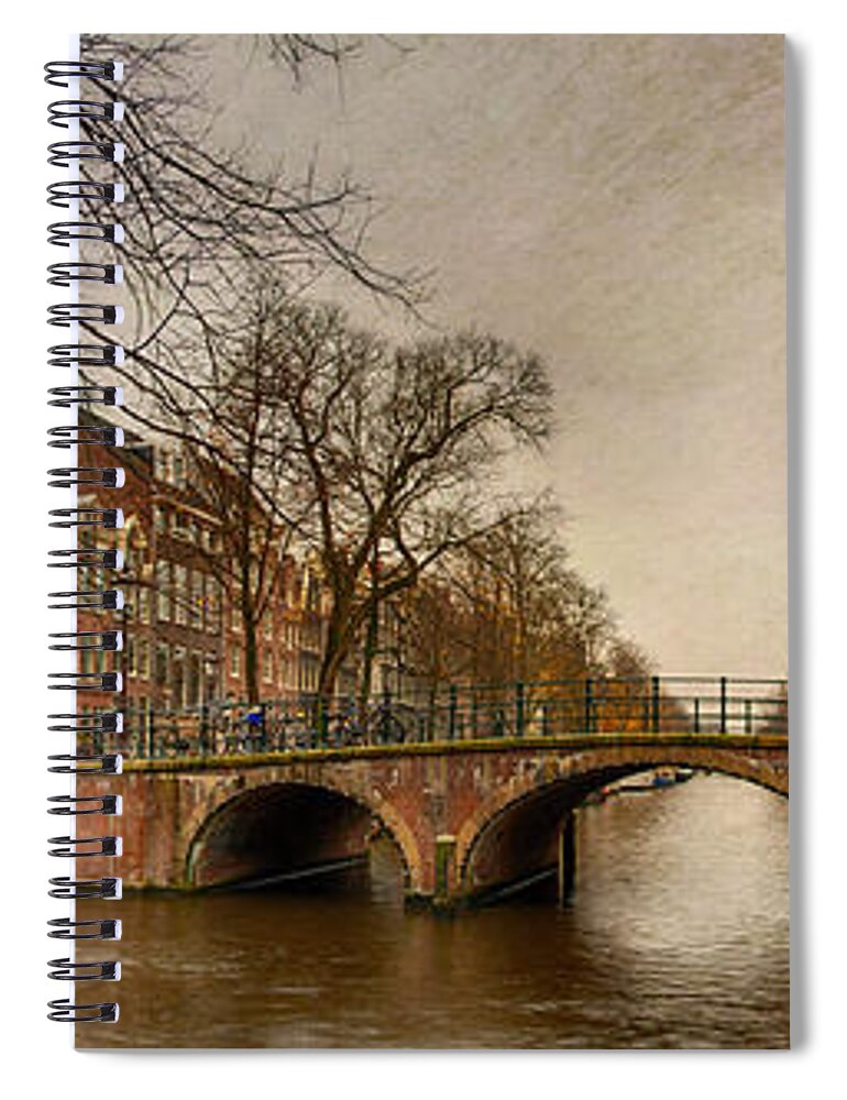 Amsterdam Spiral Notebook featuring the photograph Amsterdam Panorama by Ann Garrett