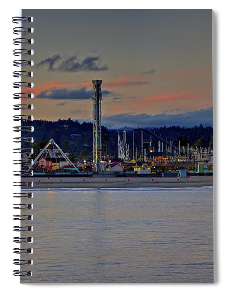 Santa Cruz Spiral Notebook featuring the photograph Amusement Rides on the Boardwalk at Twilight by SC Heffner
