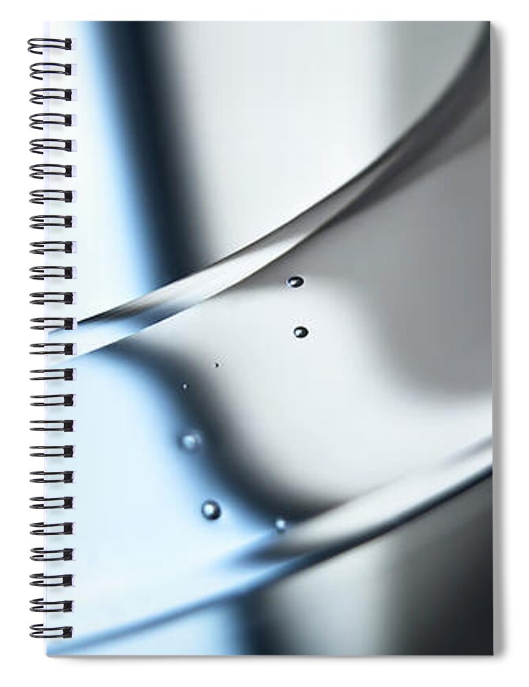 Curve Spiral Notebook featuring the photograph An Abstract Shiny Silver Surface With by Ralf Hiemisch