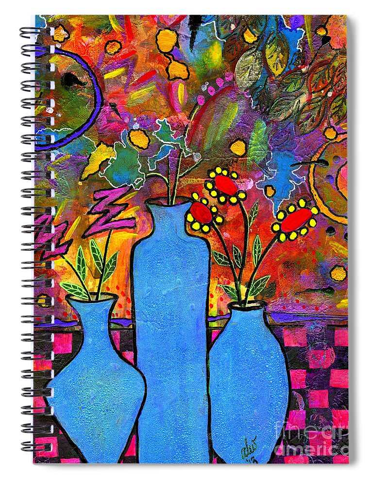 Acrylic Spiral Notebook featuring the mixed media An Abstract Still Life by Angela L Walker