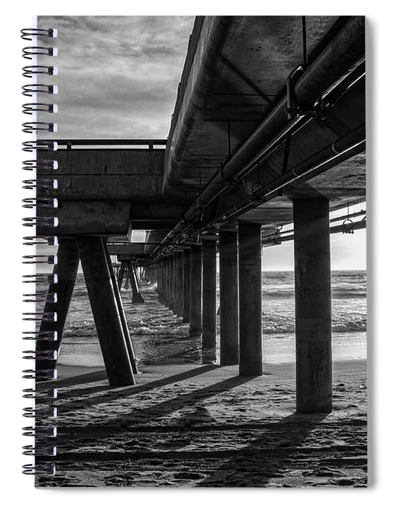 Venice Beach Pier Spiral Notebook featuring the photograph An Evening at Venice Beach Pier by Ana V Ramirez