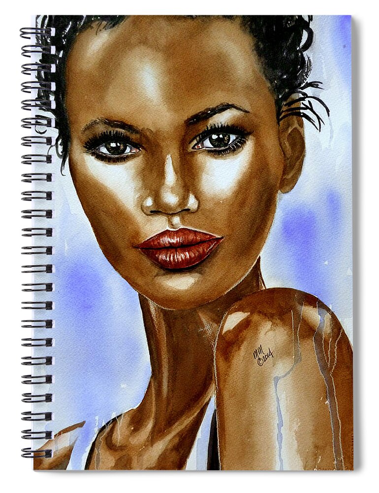 African Woman Spiral Notebook featuring the painting Brave by Michal Madison