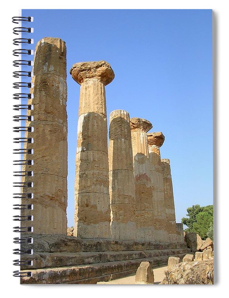 Architecture Spiral Notebook featuring the photograph Ancient Columns in Agrigento by Caroline Stella