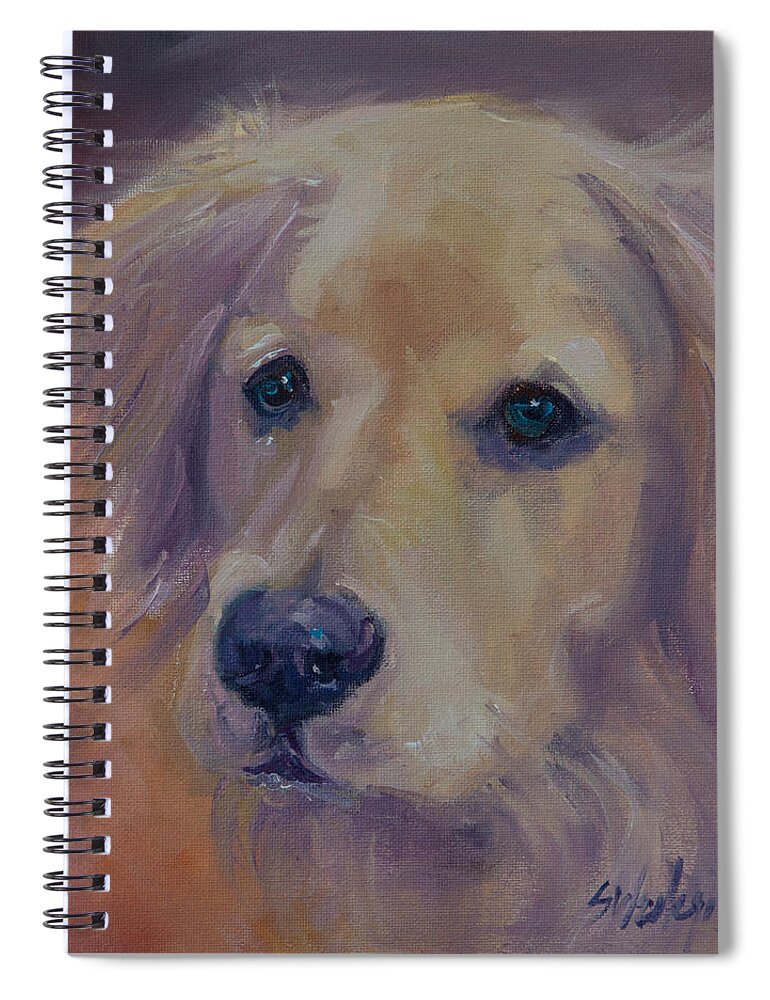 Golden Spiral Notebook featuring the painting Angel Face by Sheila Wedegis