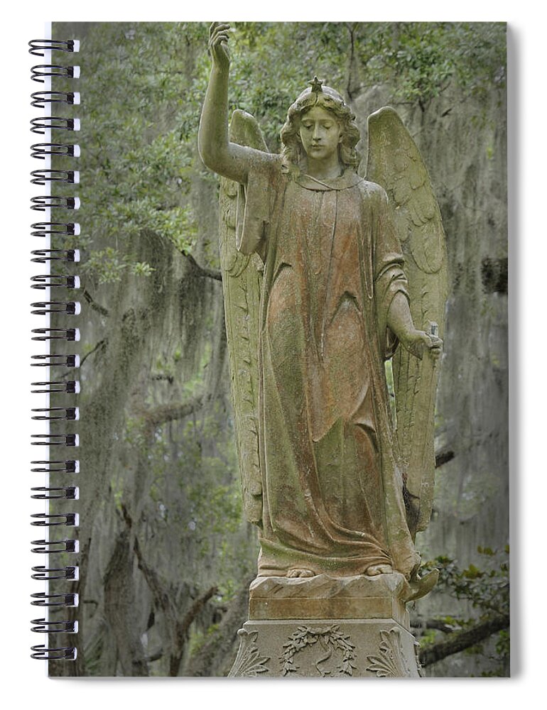 Statue Spiral Notebook featuring the photograph Angel with sword and star by Bradford Martin