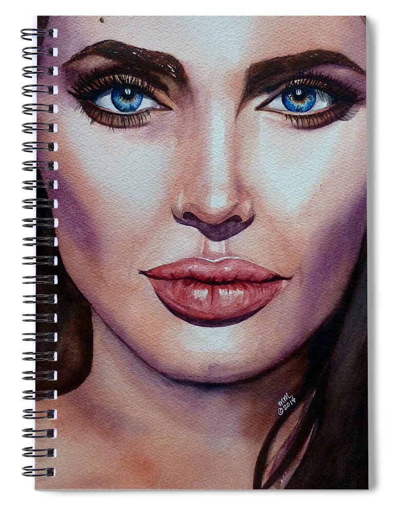 Angelina Jolie Spiral Notebook featuring the painting Angelina by Michal Madison