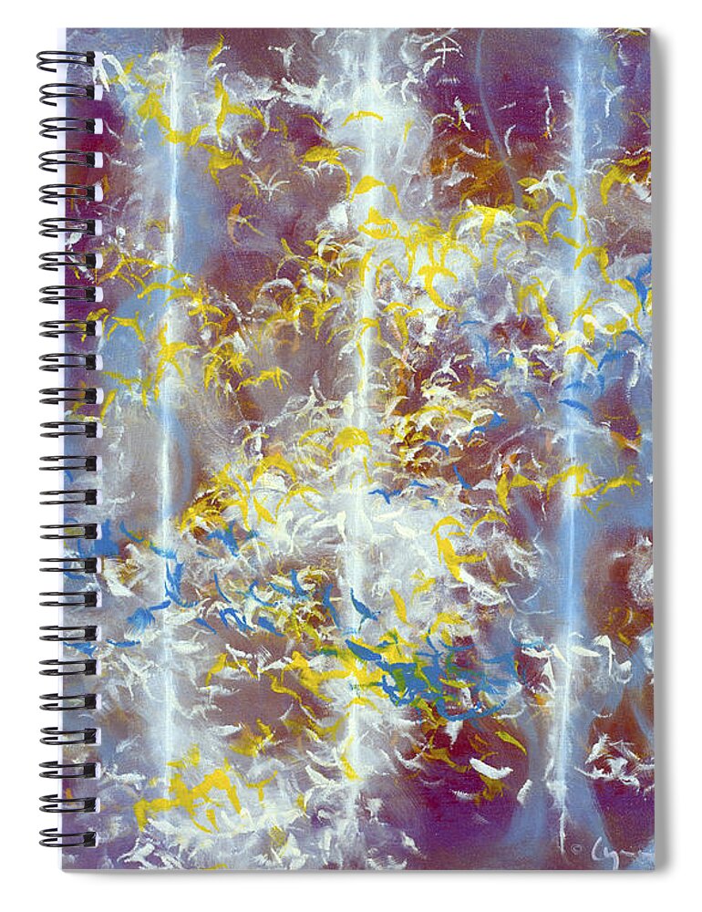 Abstract Spiral Notebook featuring the painting Angels at the Throne of God by Lynn Hansen