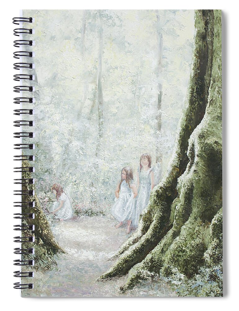 Landscape Spiral Notebook featuring the painting Angels in the mist by Jan Matson