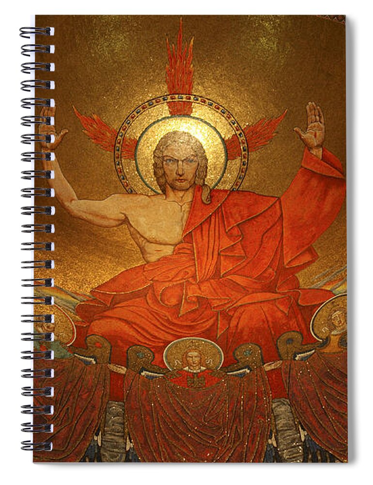 Shrine Of The Immaculate Conception Spiral Notebook featuring the photograph Angry God Mosaic at the Shrine of the Immaculate Conception in Washington DC by William Kuta