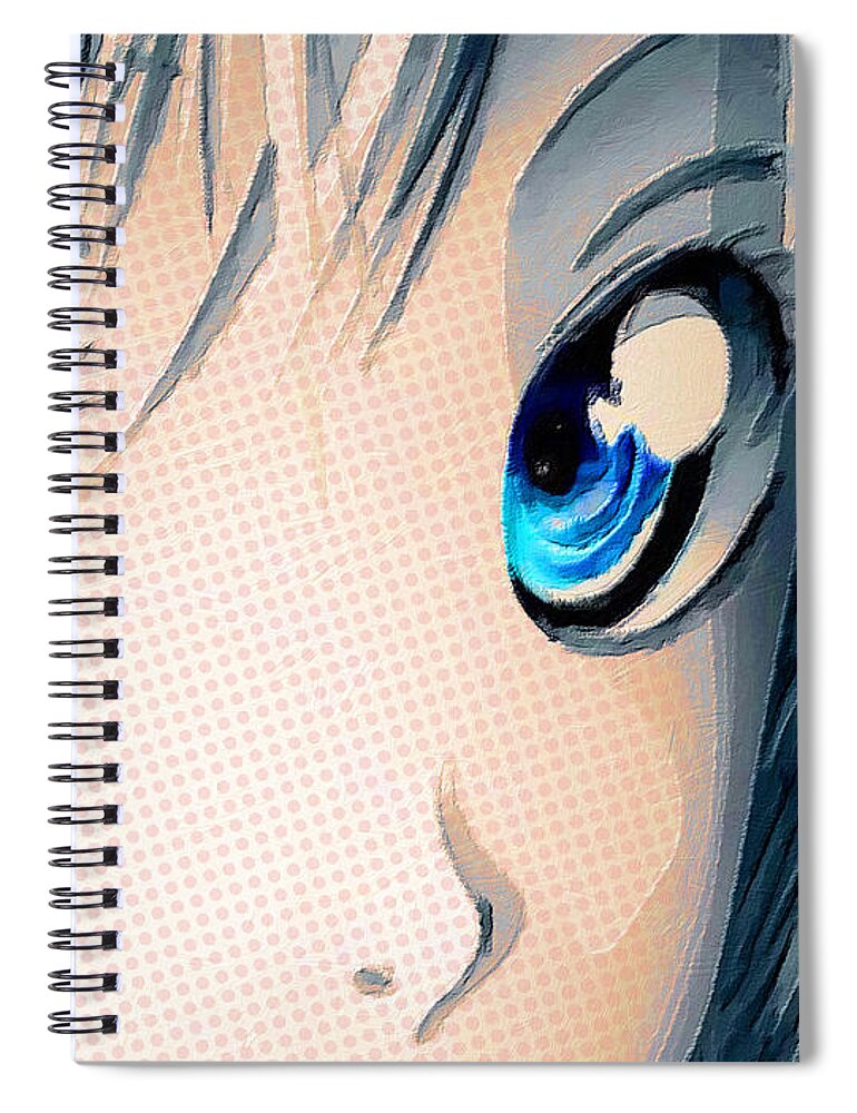 Comics Spiral Notebook featuring the painting Anime Girl Eyes 2 Gold by Tony Rubino