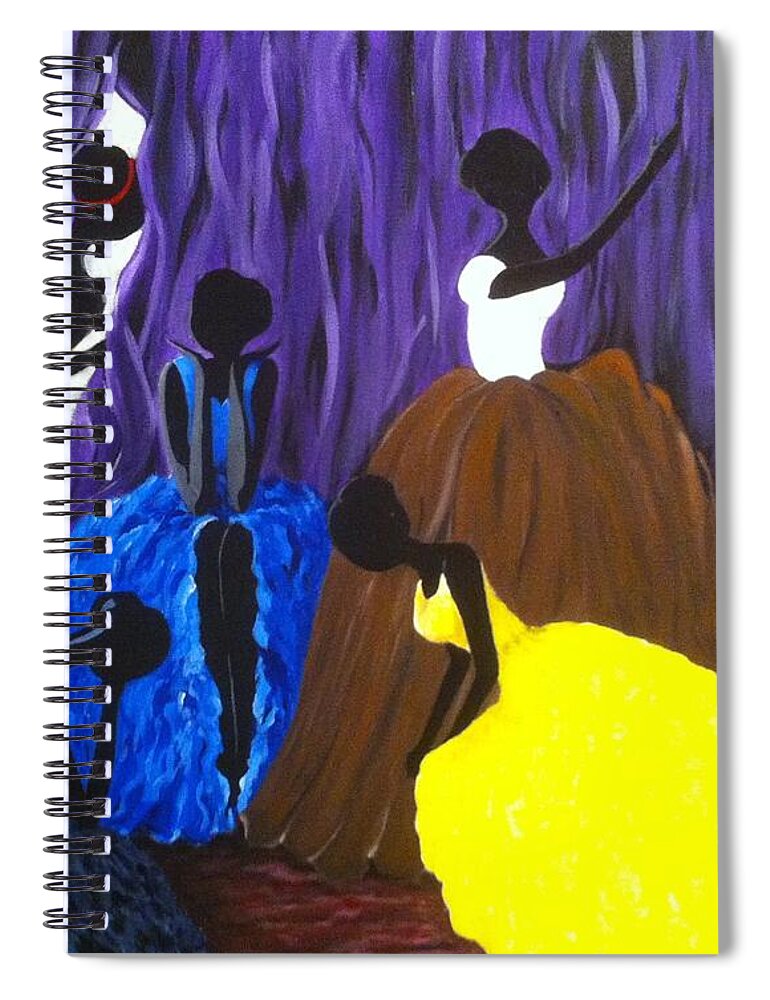 Female Figure Spiral Notebook featuring the painting Anticipation by Yolanda Holmon