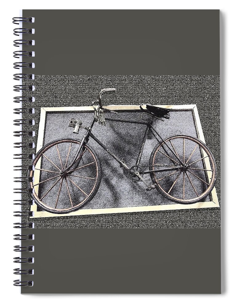 Antique Spiral Notebook featuring the digital art Antique Bicycle by Joyce Wasser