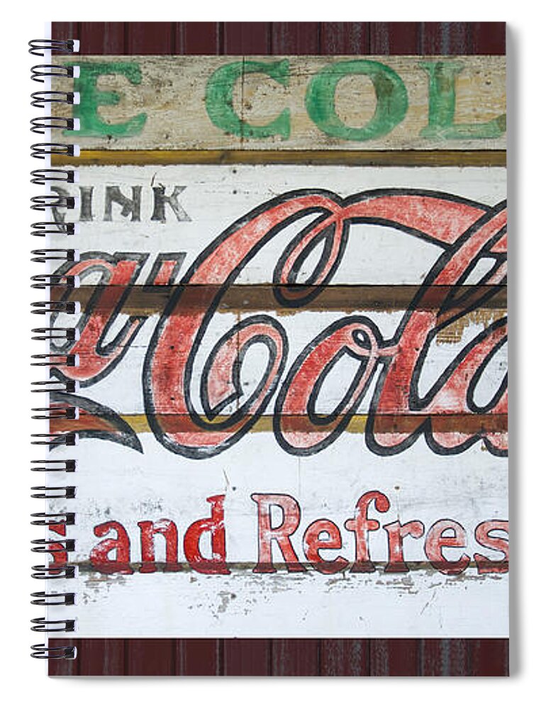 Coca Cola Spiral Notebook featuring the photograph Antique Coca Cola Sign by Flees Photos