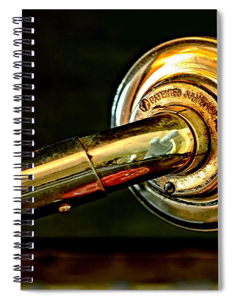 Antique Spiral Notebook featuring the photograph Antique Phonograph Tonearm by Stephen Anderson