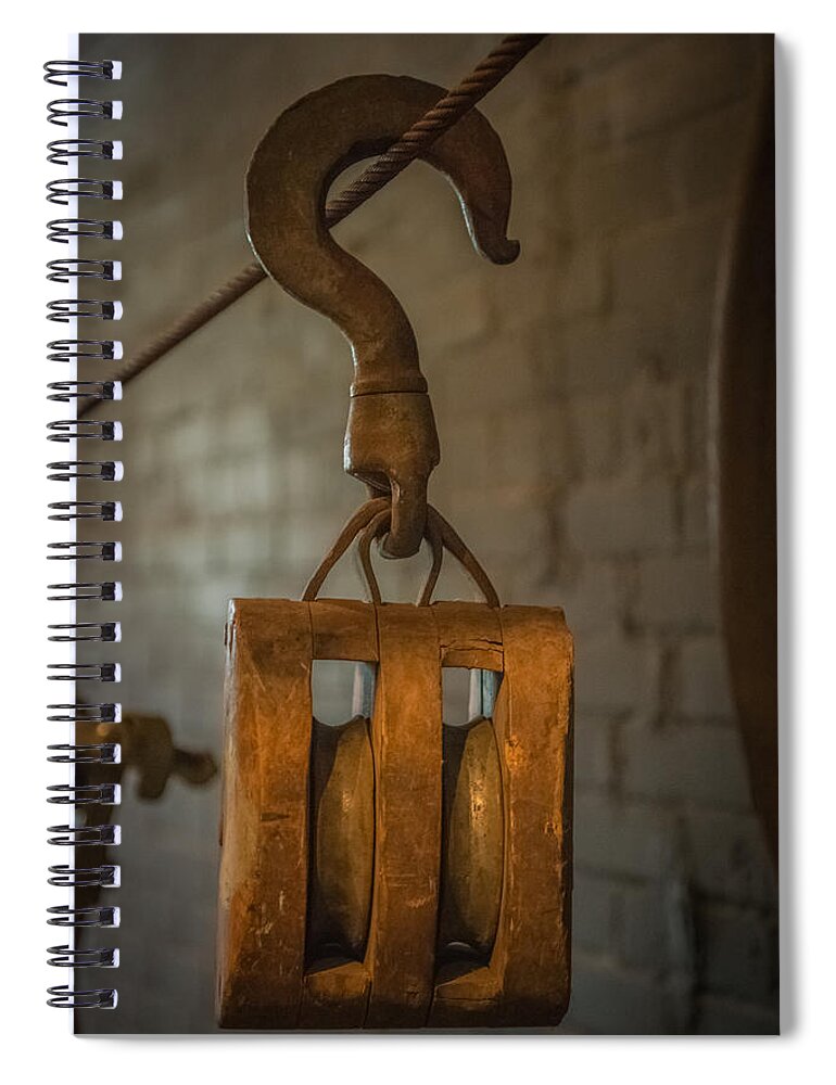 Pulley Spiral Notebook featuring the photograph Antique Pulley by Paul Freidlund