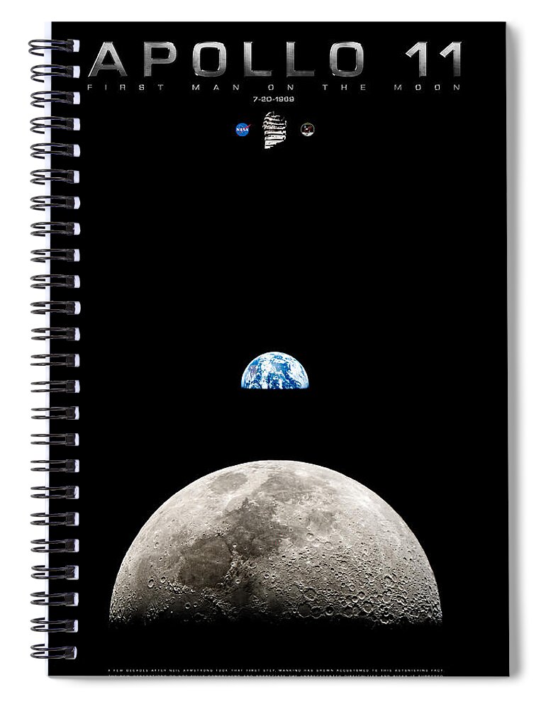 Apollo 11 Spiral Notebook featuring the photograph Apollo 11 First Man On The Moon by Weston Westmoreland