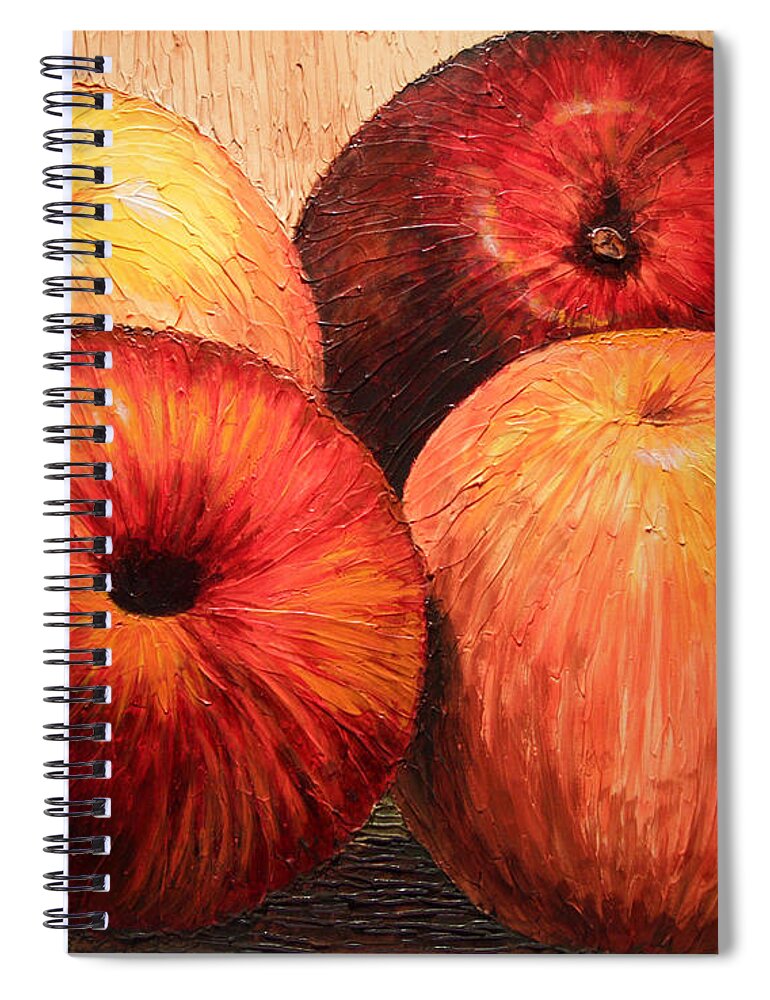 Apples Spiral Notebook featuring the painting Apples and Oranges by Joey Agbayani