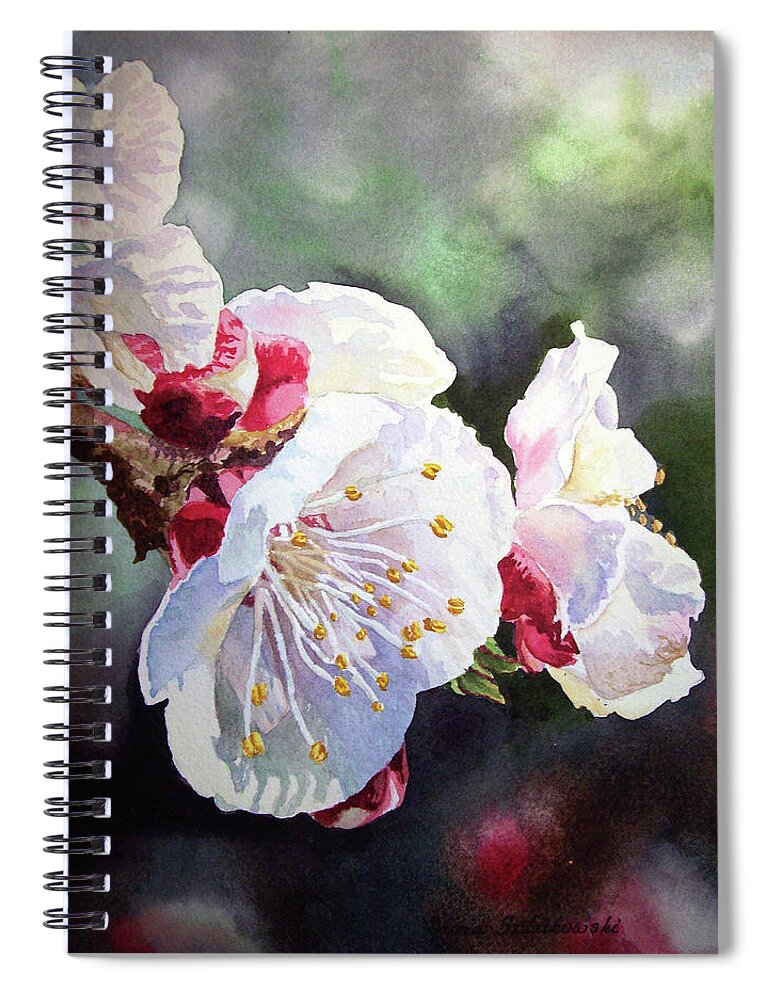 Apricot Spiral Notebook featuring the painting Apricot Flowers by Irina Sztukowski