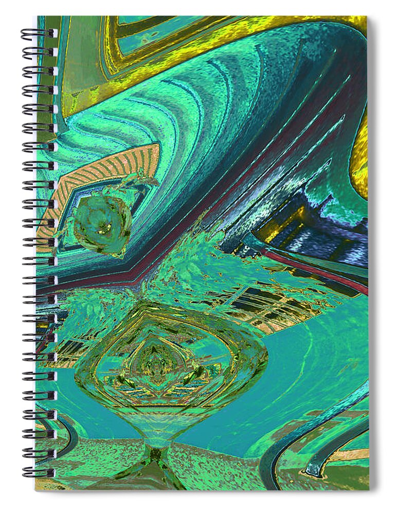 Abstract House Spiral Notebook featuring the digital art Aqua House 3 by Don and Judi Hall