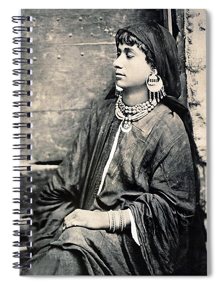 Jaffa Spiral Notebook featuring the photograph Arab Woman from Jaffa by Munir Alawi