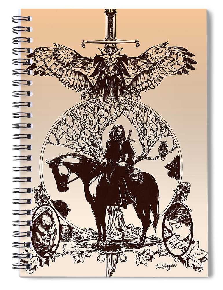 Tolkien Spiral Notebook featuring the drawing aragorn-Tolkien appreciation by Derrick Higgins