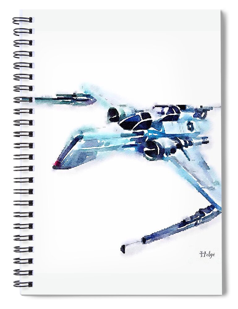 Arc-170 Spiral Notebook featuring the painting ARC-170 starfighter by HELGE Art Gallery