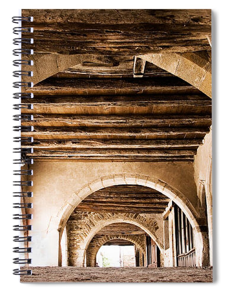 Arcade Spiral Notebook featuring the photograph Arcade in Sauveterre de Rouergue Aveyron by Weston Westmoreland