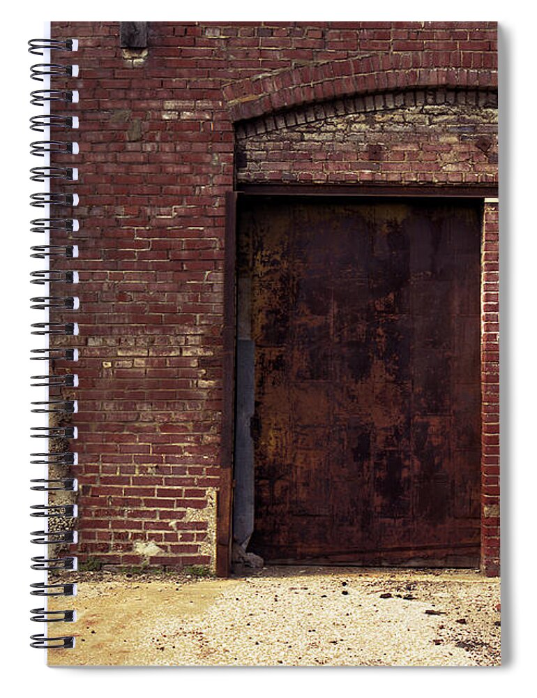 Rust Spiral Notebook featuring the photograph Arch With Steel Door by Greg Kluempers