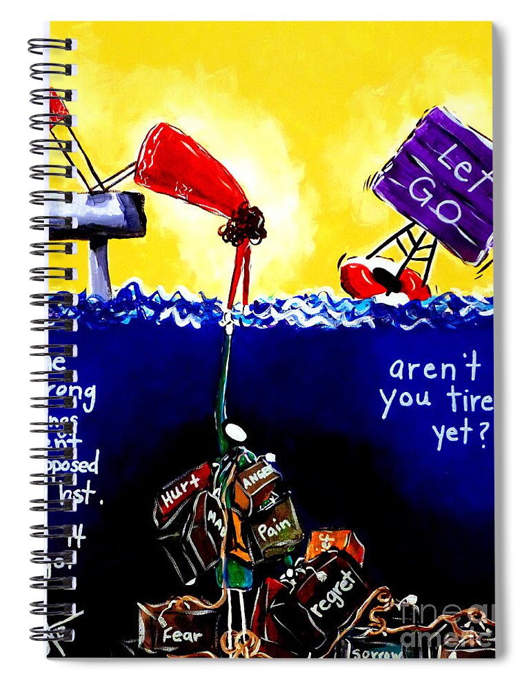 Aren't Spiral Notebook featuring the painting Aren't You Tired Yet? by Jackie Carpenter