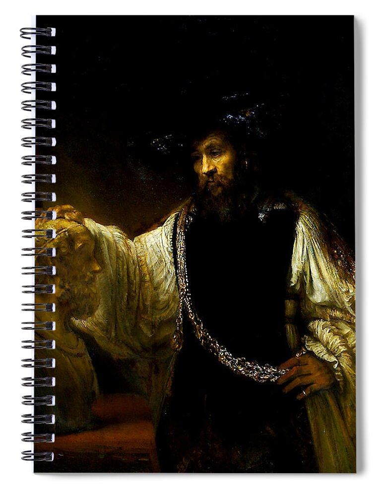 Aristotle Contemplating A Bust Of Homer Spiral Notebook featuring the painting Aristotle Contemplating a Bust of Homer by Rembrandt van Rijn